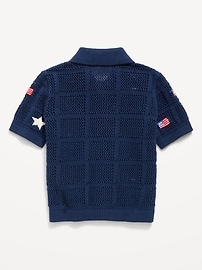 Image number 3 showing, Oversized Short-Sleeve Crochet-Knit Shirt for Toddler Boys