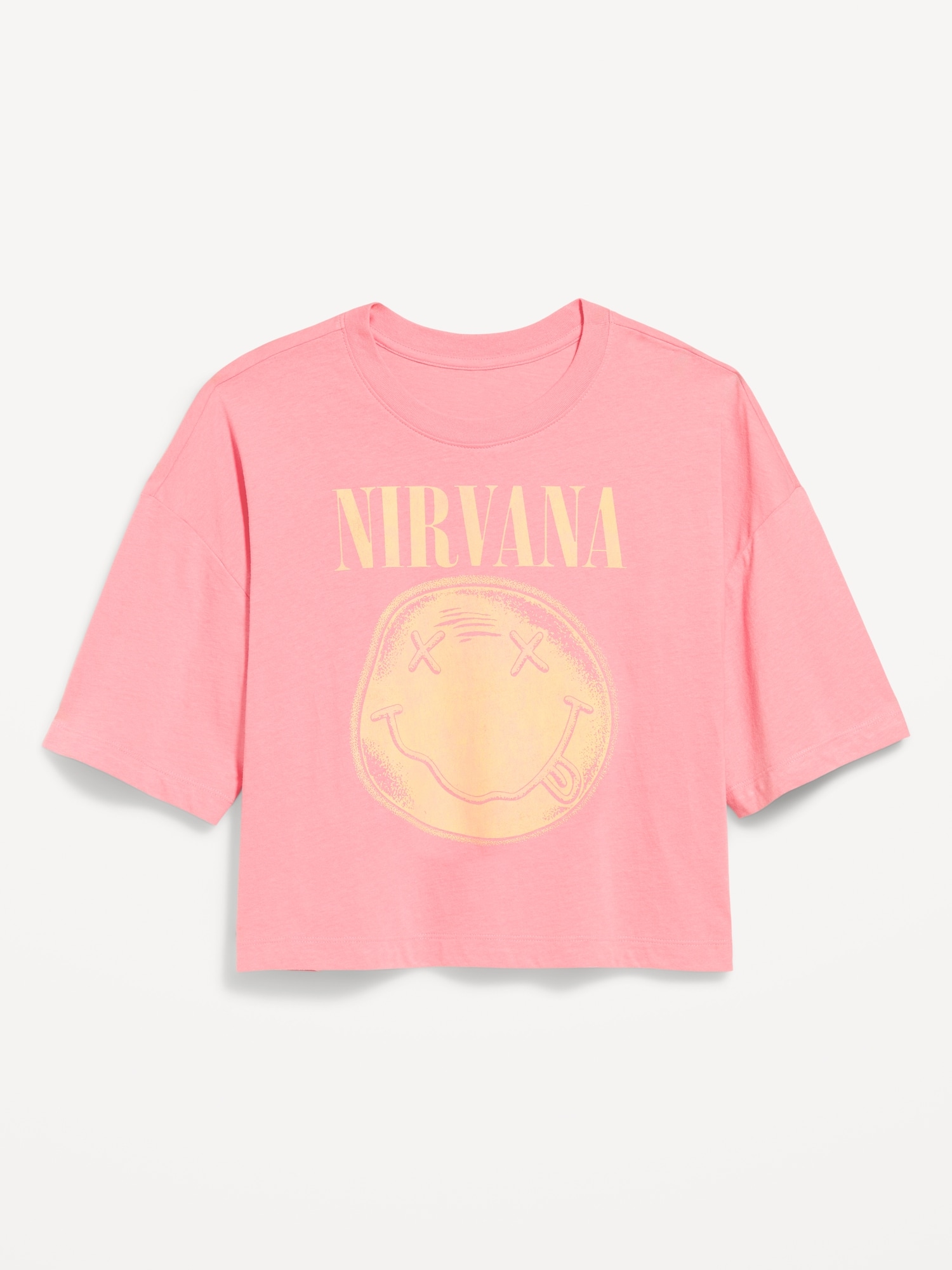 Crew-Neck Oversized Crop Graphic T-Shirt