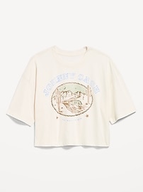 Image number 1 showing, Crew-Neck Oversized Crop Graphic T-Shirt