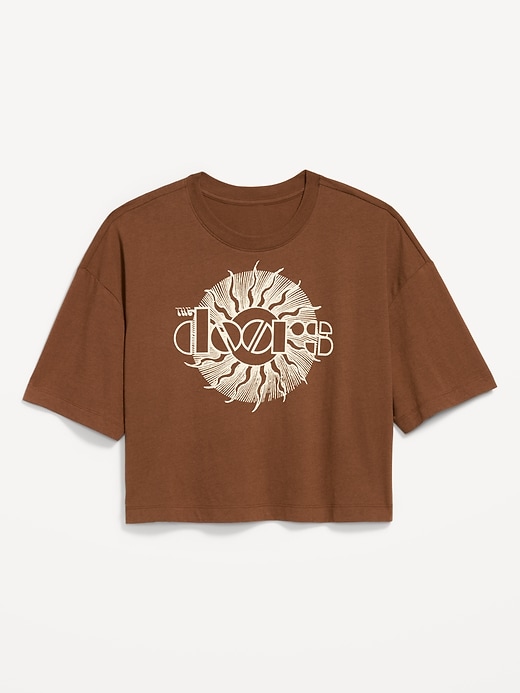 Image number 5 showing, Crew-Neck Oversized Crop Graphic T-Shirt