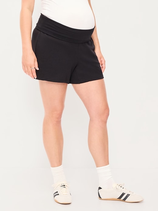 Image number 2 showing, Maternity Fleece Pull-On Shorts -- 5-inch inseam