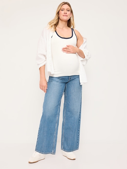 Image number 1 showing, Maternity Full-Panel Wow Baggy Jeans