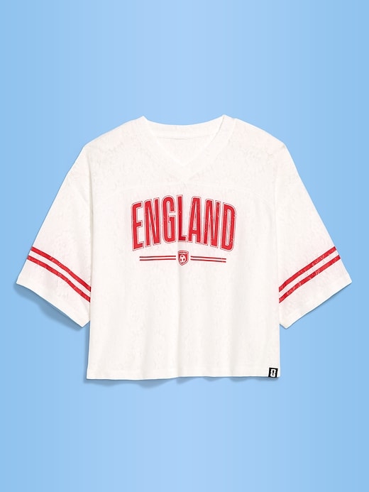Image number 3 showing, FIFA World Cup 26™ England Boxy Lace V-Neck T-Shirt for Women