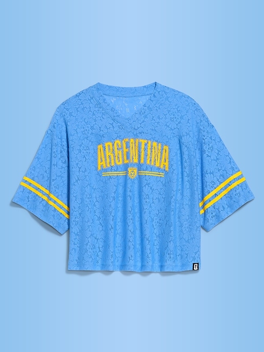 Image number 3 showing, FIFA World Cup 26™ Argentina Boxy Lace V-Neck T-Shirt for Women