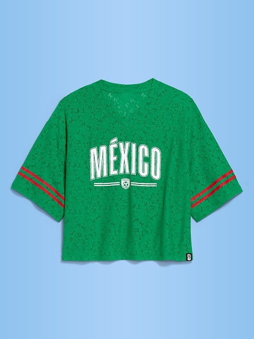 Image number 3 showing, FIFA World Cup 26™ Mexico Boxy Lace V-Neck T-Shirt for Women