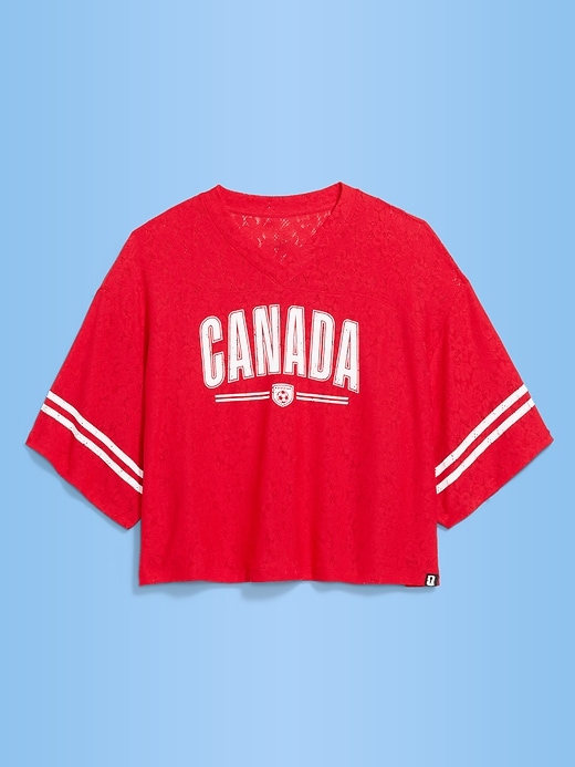 Image number 4 showing, FIFA World Cup 26™ Canada Boxy Lace V-Neck T-Shirt for Women