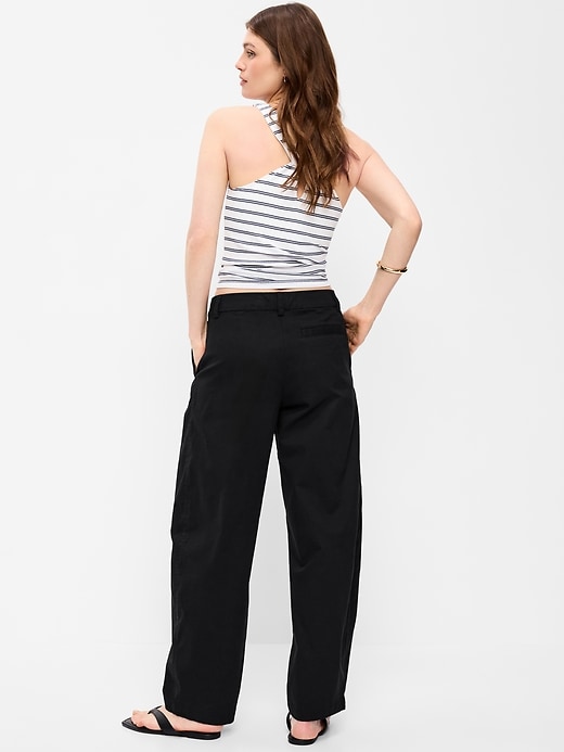 Image number 3 showing, Mid-Rise Twill Barrel-Leg Pants
