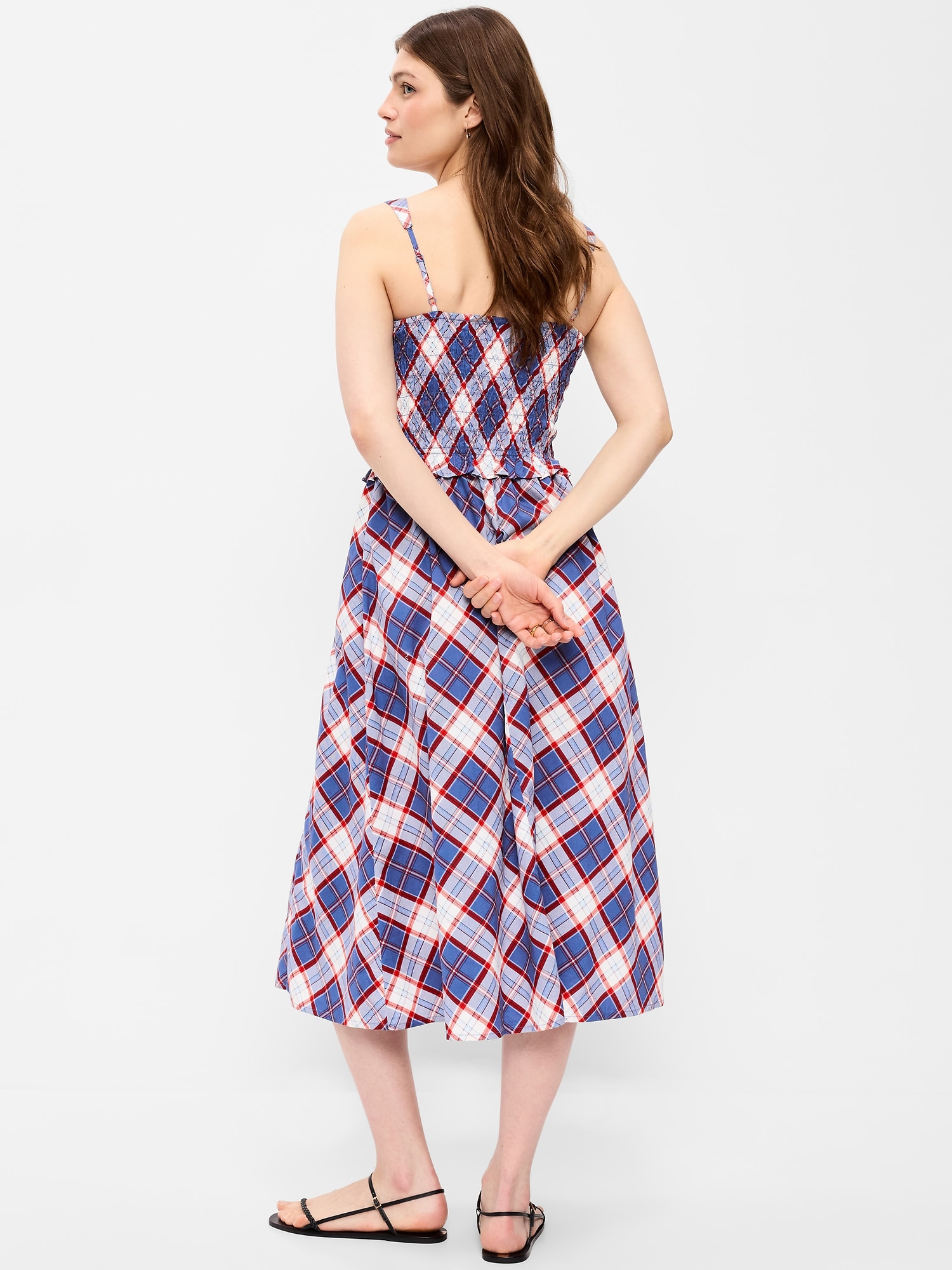 Fit & Flare Smocked-Bodice Midi Dress