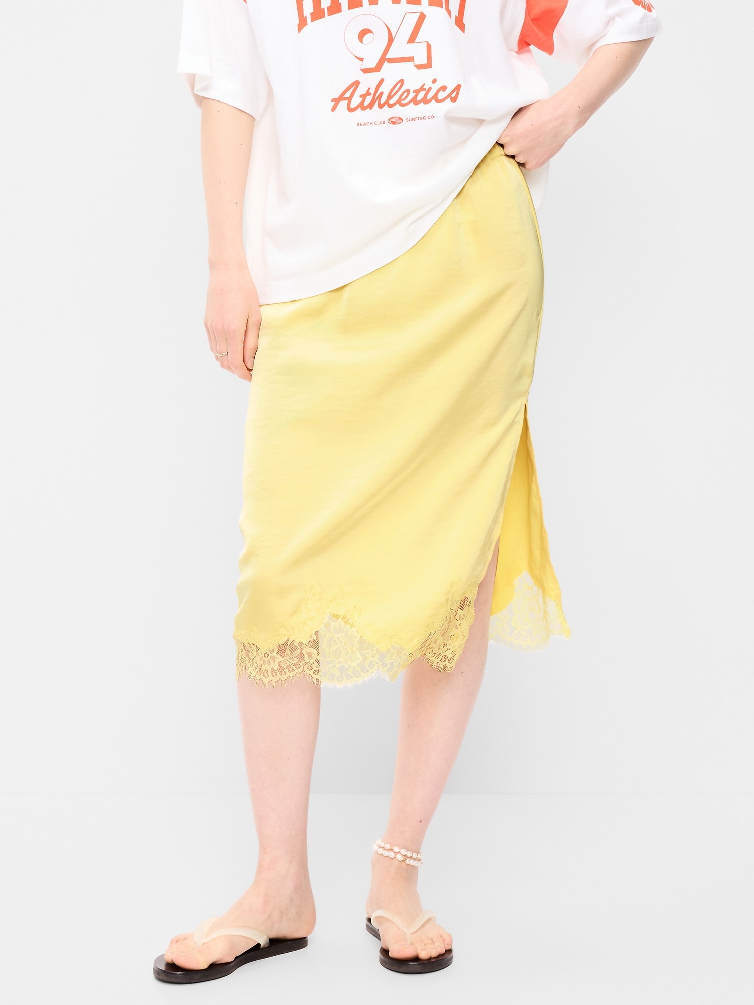 Lace Slip Midi Skirt