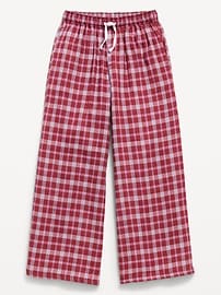 Image number 1 showing, Pull-On Wide-Leg Flannel Plaid Pants for Girls