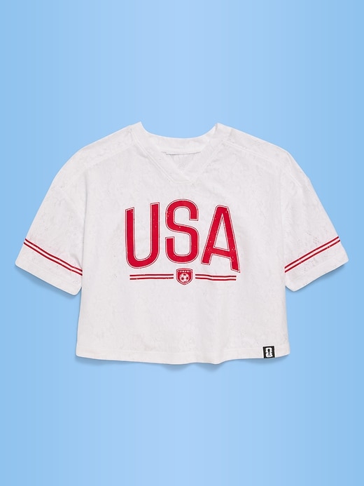 Image number 2 showing, FIFA World Cup 26™ USA Boxy Lace V-Neck T-Shirt for Girls