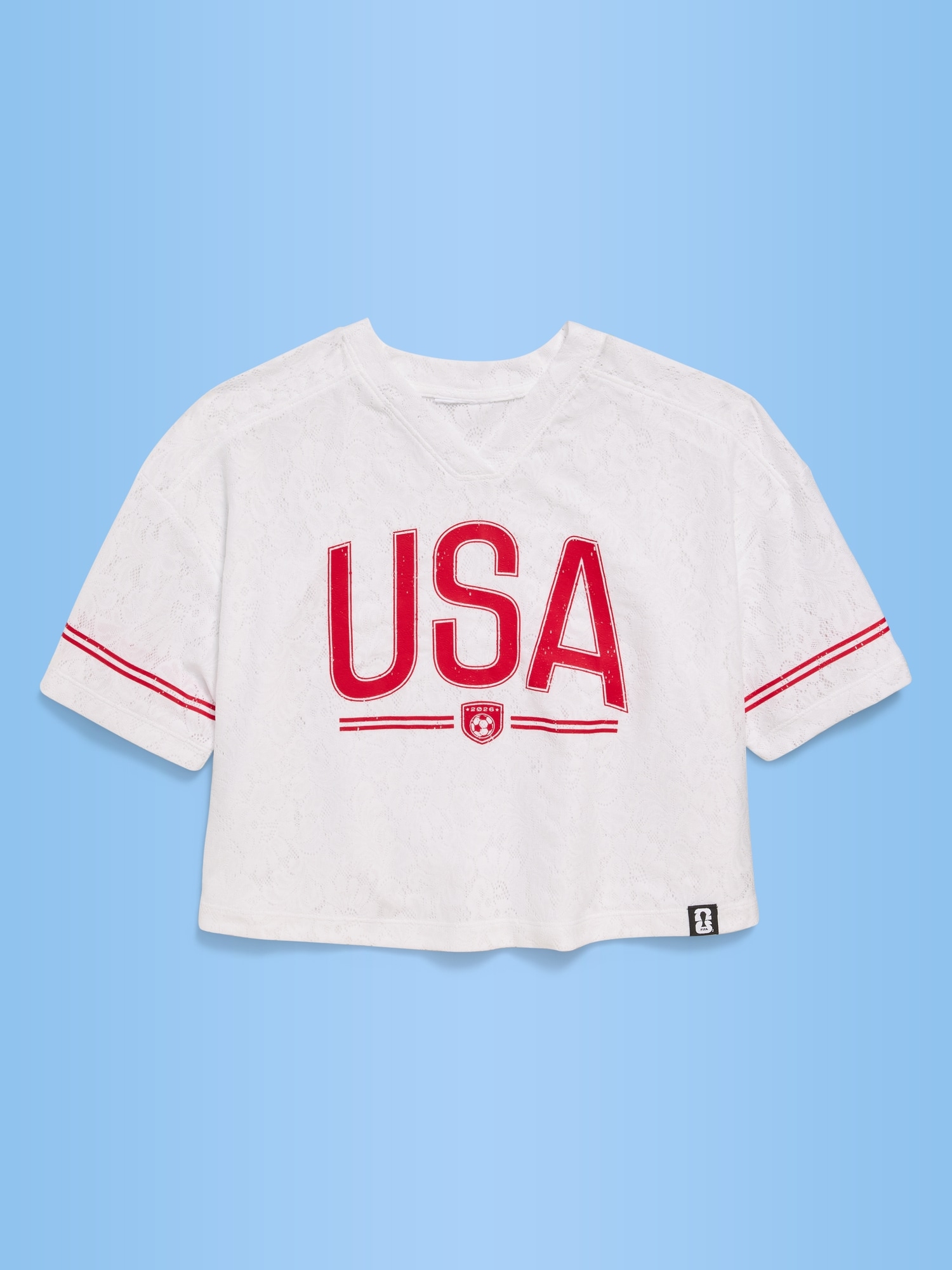 FIFA World Cup 26™ USA Boxy Lace V-Neck T-Shirt for Girls