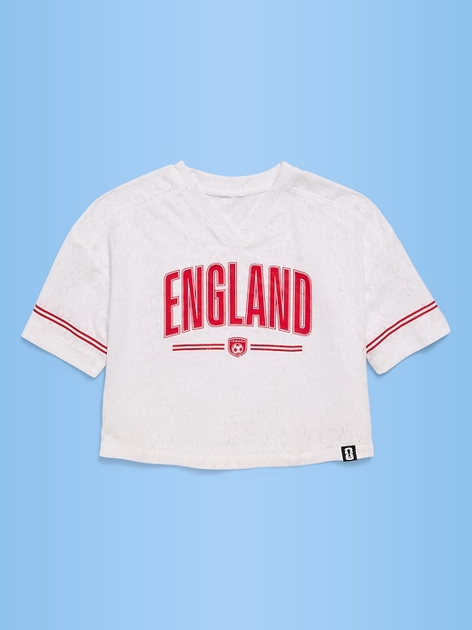 Image number 2 showing, FIFA World Cup 26™ England Boxy Lace V-Neck T-Shirt for Girls