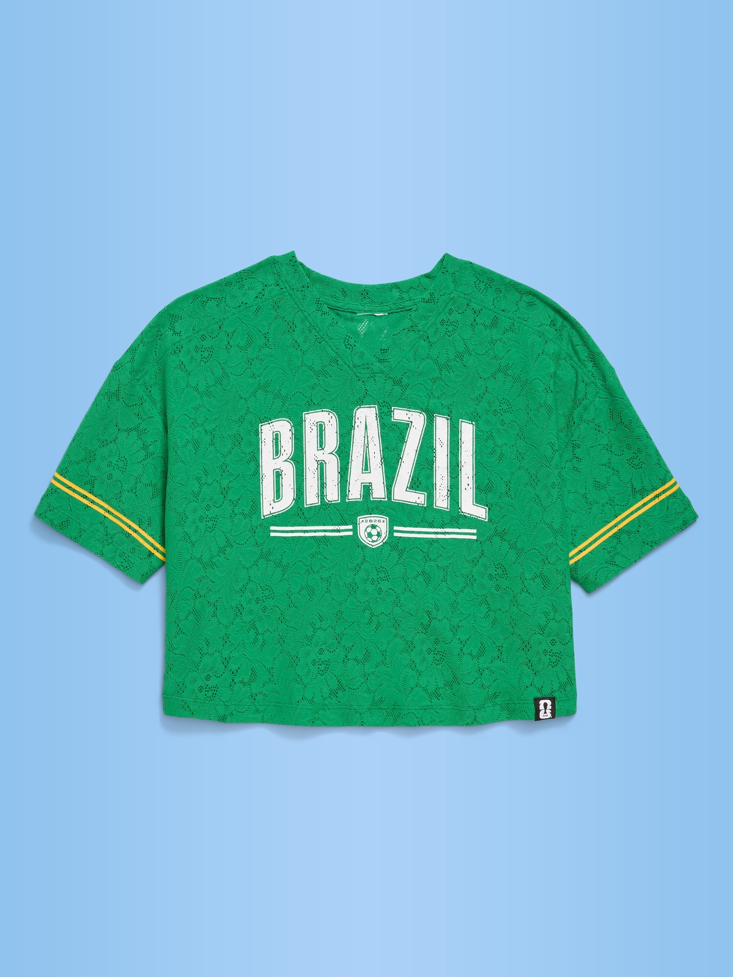 FIFA World Cup 26™ Brazil Boxy Lace V-Neck T-Shirt for Girls