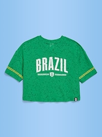 Image number 2 showing, FIFA World Cup 26™ Brazil Boxy Lace V-Neck T-Shirt for Girls