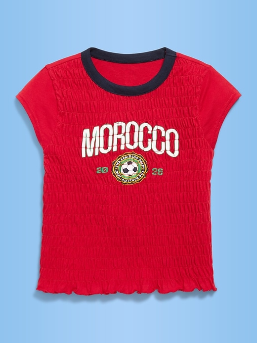 Image number 1 showing, FIFA World Cup 26™ Morocco Smocked Graphic T-Shirt for Girls