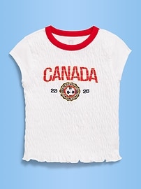 Image number 1 showing, FIFA World Cup 26™ Canada Smocked Graphic T-Shirt for Girls