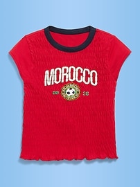 Image number 1 showing, FIFA World Cup 26™ Morocco Smocked Graphic T-Shirt for Girls