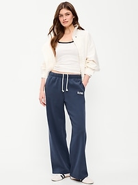 Image number 1 showing, High-Waisted Fleece Wide-Leg Sweatpants