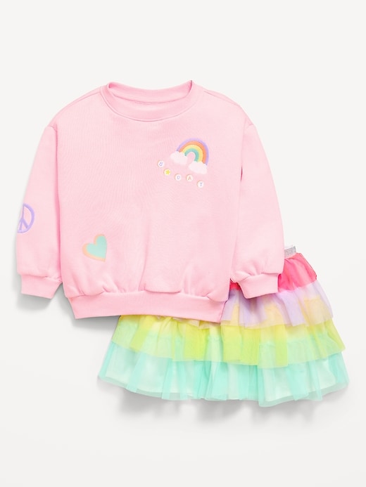 Image number 1 showing, Embroidered Graphic Sweatshirt and Tutu Skirt Set for Toddler Girls