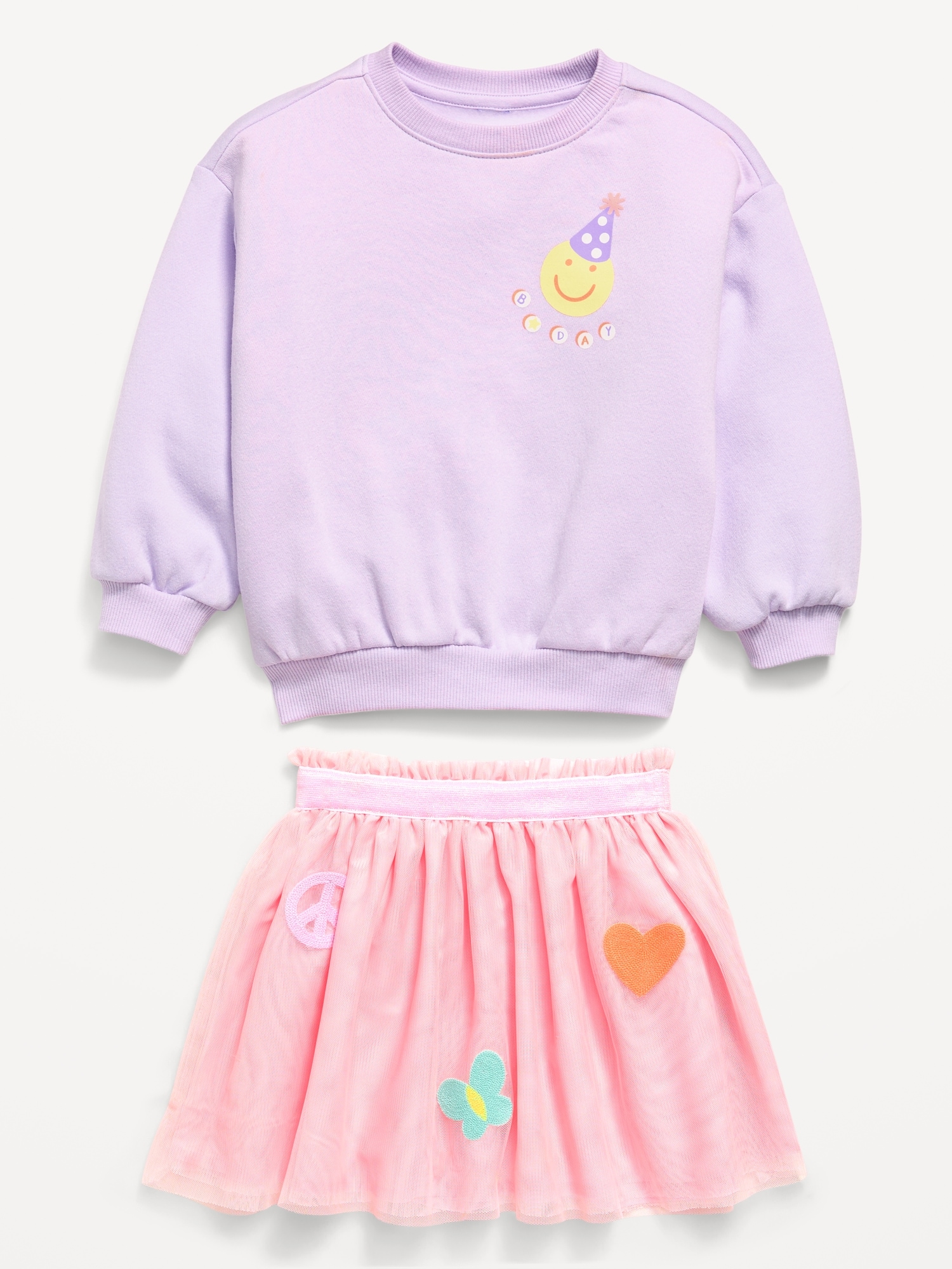Embroidered Sweatshirt & Tutu Skirt Set for Toddler Girls