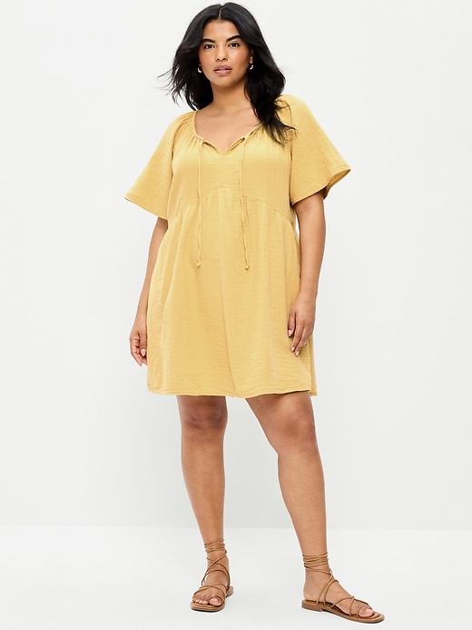 Image number 1 showing, Crinkle Gauze Flutter-Sleeve Mini Swing Dress