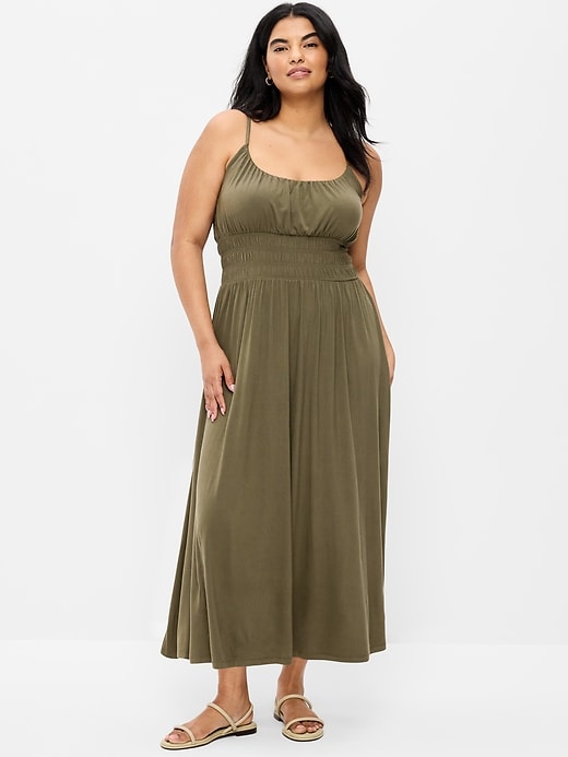 Image number 1 showing, Fit & Flare Jersey Smocked-Waist Midi Dress