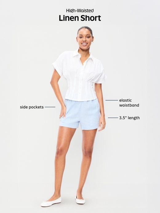 Image number 10 showing, High-Waisted Beach Linen Pull-On Shorts