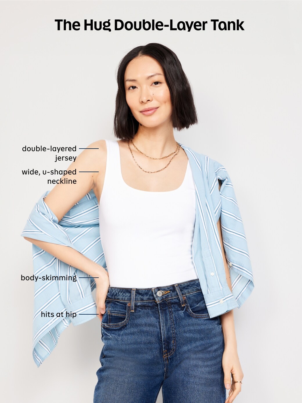Женский топ Old Navy Hug Double-Layer Scoop-Neck Tank Top, цвет: Чёрный кофейный — фото 4