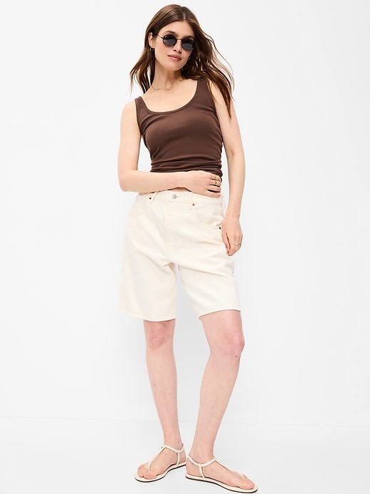 Image number 3 showing, First-Layer Ribbed Scoop-Neck Tank Top