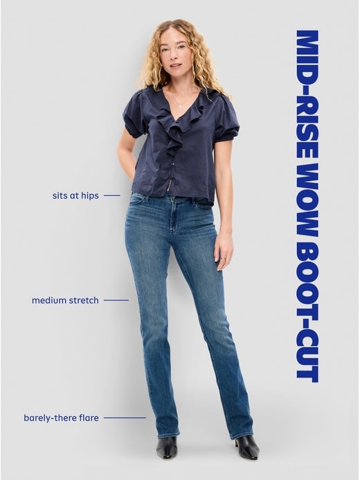 Image number 9 showing, Mid-Rise Wow Boot-Cut Jeans