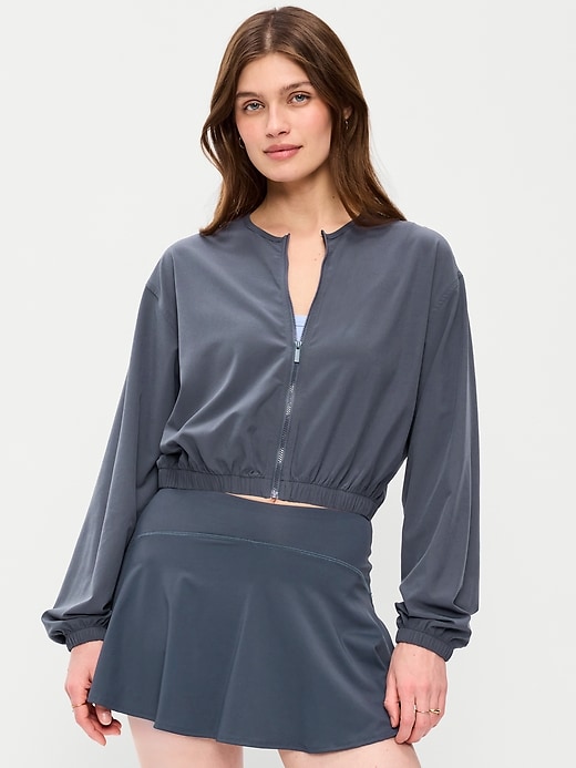 Image number 1 showing, Zip-Front Cropped Tennis Jacket