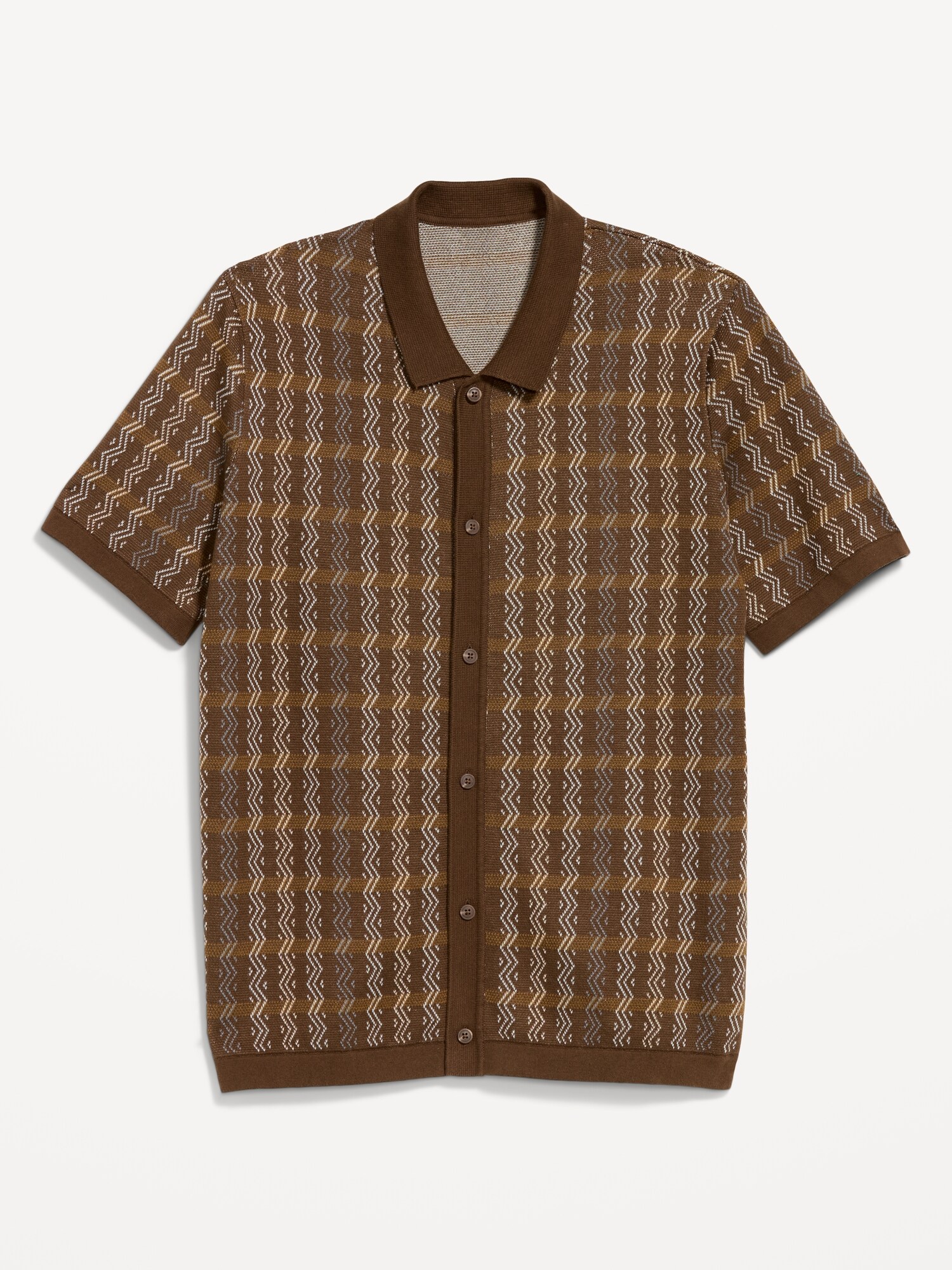 Мужской свитер Old Navy Short-Sleeve Sweater Shirt, цвет: Тёмный орех — фото 4