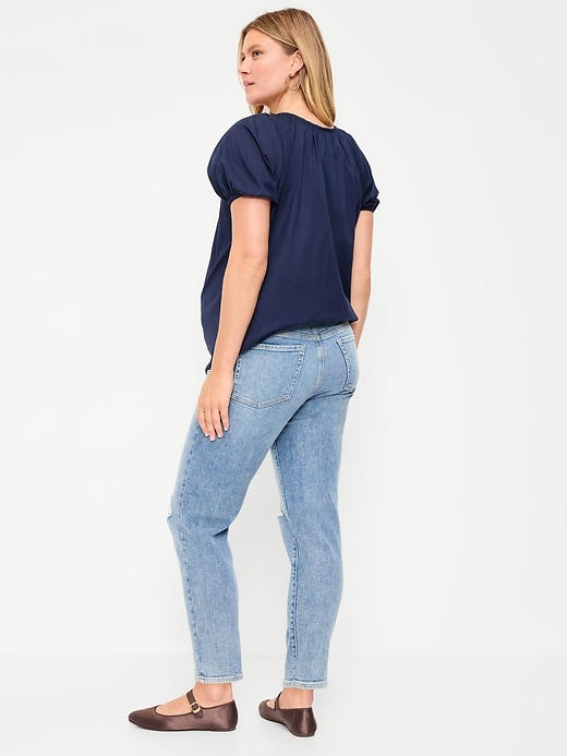 Image number 3 showing, Maternity Full-Panel Straight Ankle Jeans