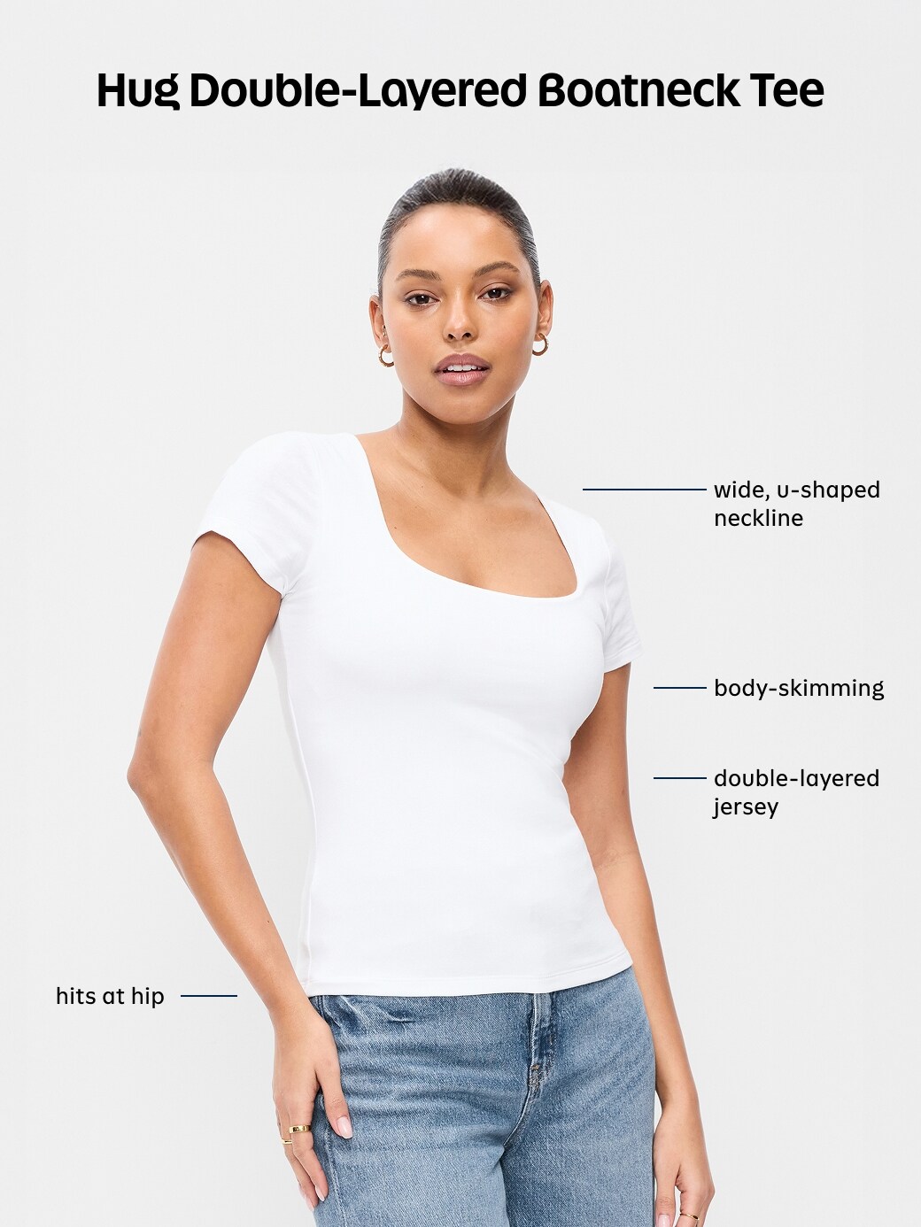 Женский топ Old Navy Hug Double-Layer Scoop-Neck Top, цвет: Чёрный кофейный — фото 4