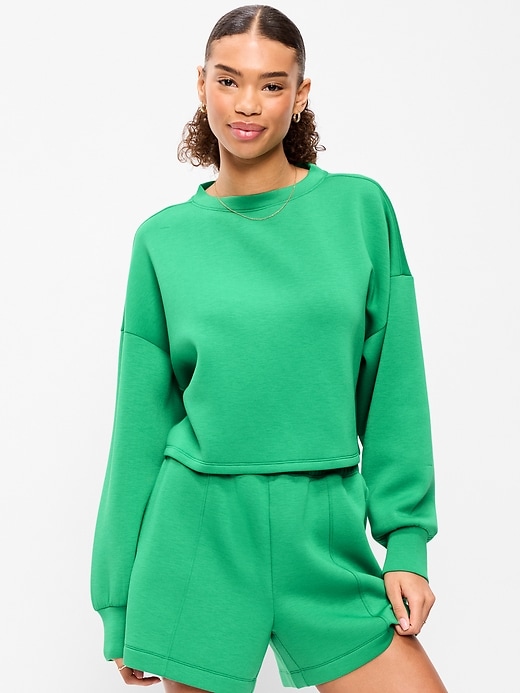 Image number 1 showing, Bounce Fleece Crew-Neck Cropped Sweatshirt