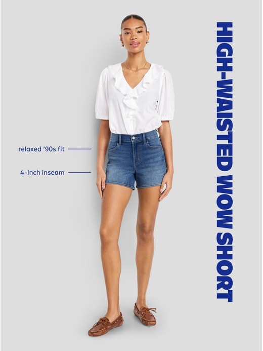 Image number 8 showing, High-Waisted Wow Jean Shorts -- 4-inch inseam