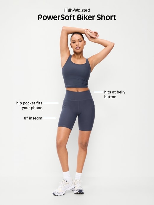 Image number 9 showing, High-Waisted PowerSoft Biker Shorts -- 8-inch inseam