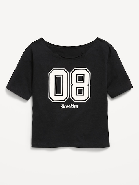 Off-Shoulder Graphic T-Shirt for Girls