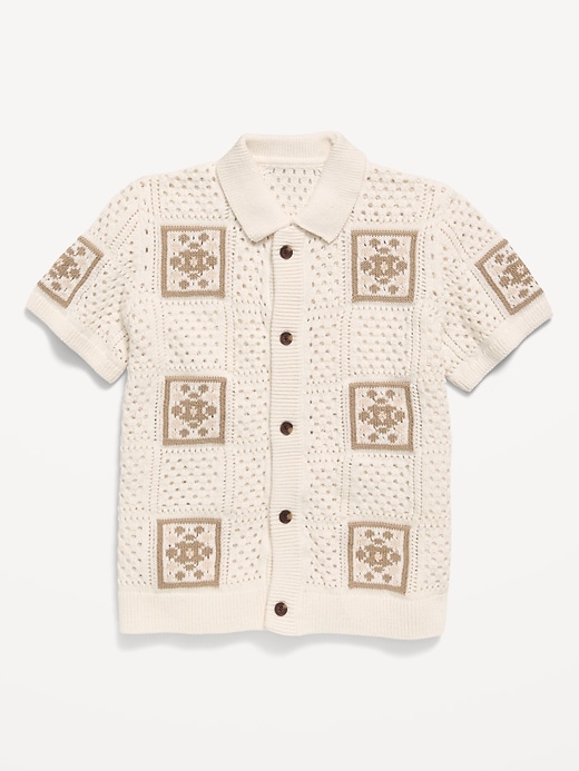 Image number 1 showing, Short-Sleeve Crochet-Knit Shirt for Boys