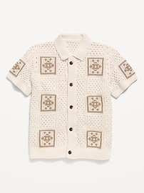 Image number 1 showing, Short-Sleeve Crochet-Knit Shirt for Boys