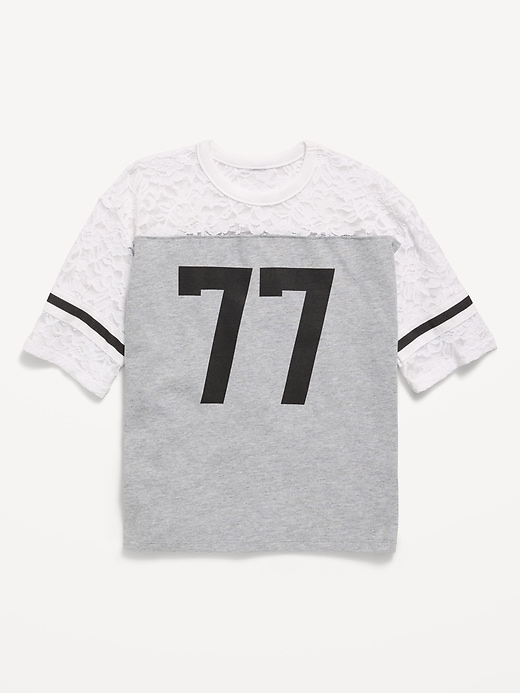 Image number 1 showing, Oversized Lace Football-Style T-Shirt for Girls