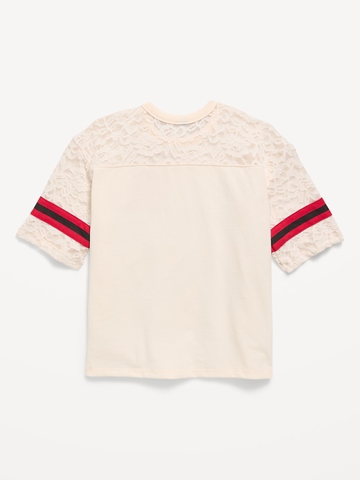 Image number 2 showing, Oversized Lace Football-Style T-Shirt for Girls