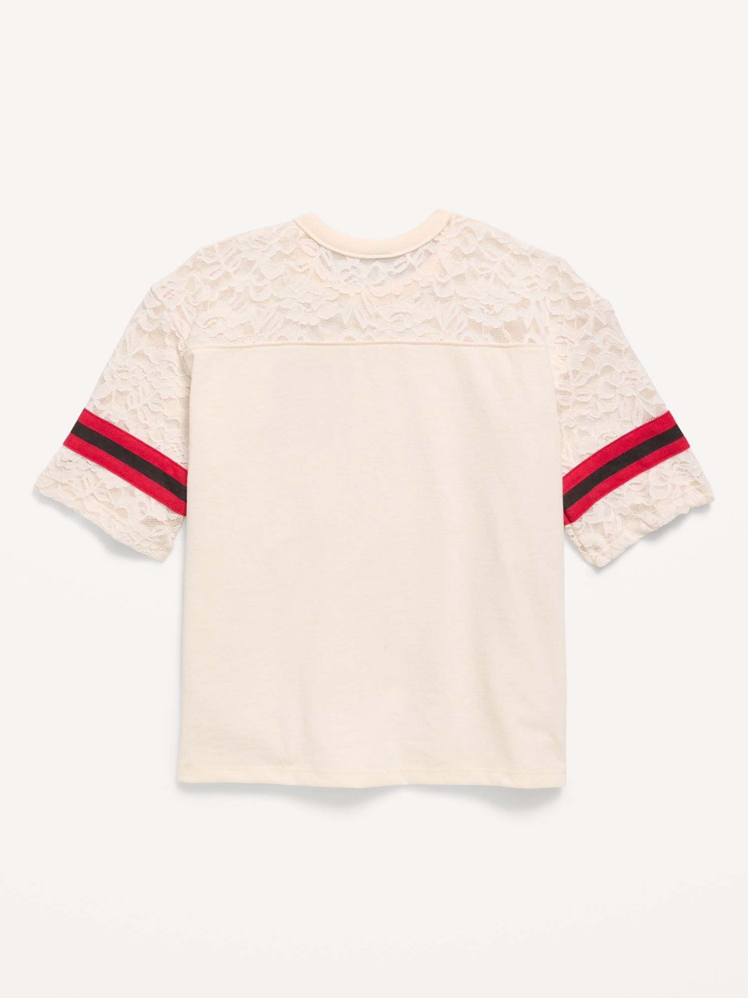 Oversized Lace Football-Style T-Shirt for Girls
