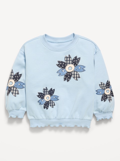 Long-Sleeve Graphic Lettuce-Edge Sweatshirt for Toddler Girls