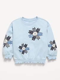 Image number 1 showing, Long-Sleeve Graphic Lettuce-Edge Sweatshirt for Toddler Girls