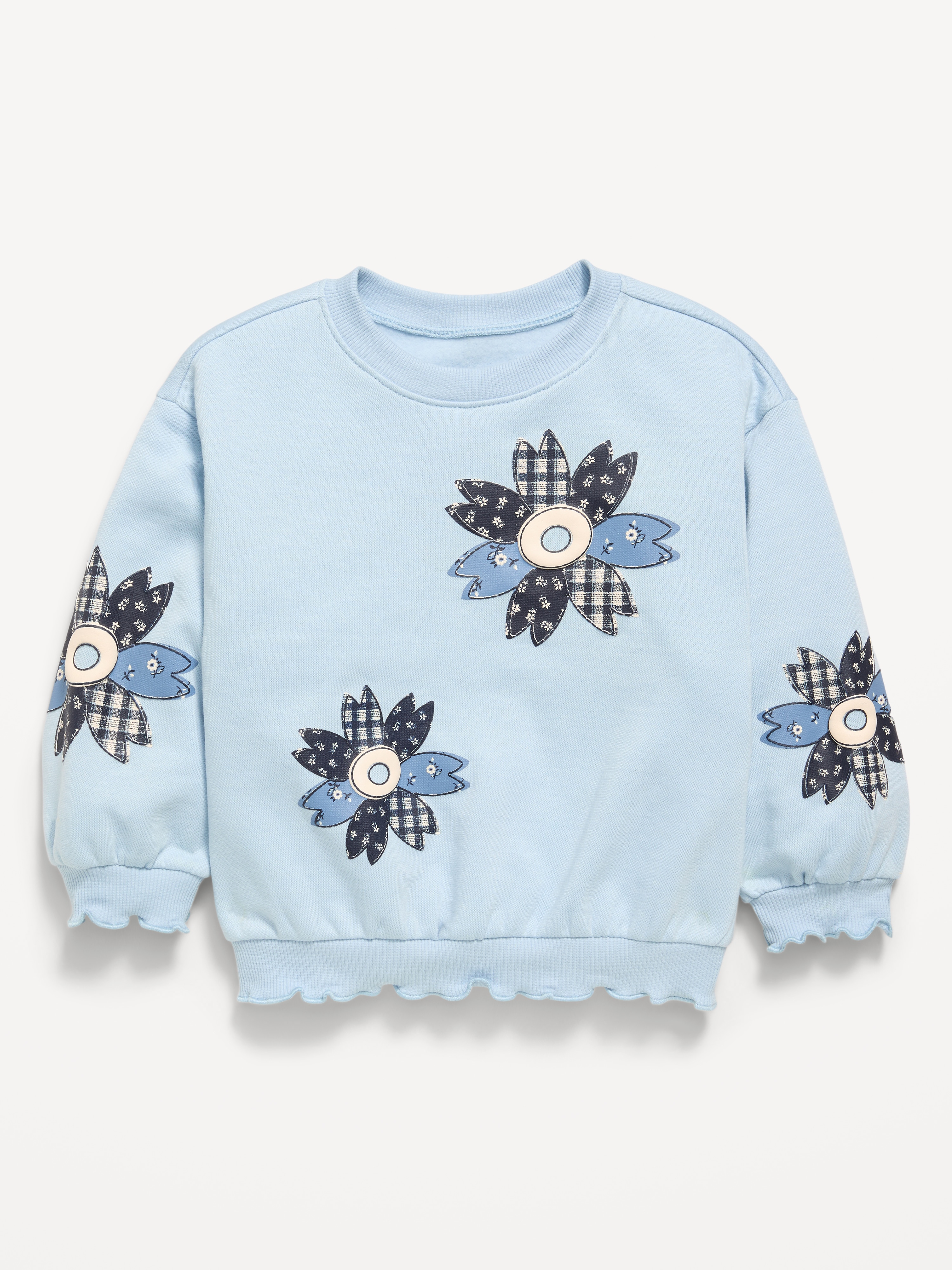 Long-Sleeve Graphic Lettuce-Edge Sweatshirt for Toddler Girls