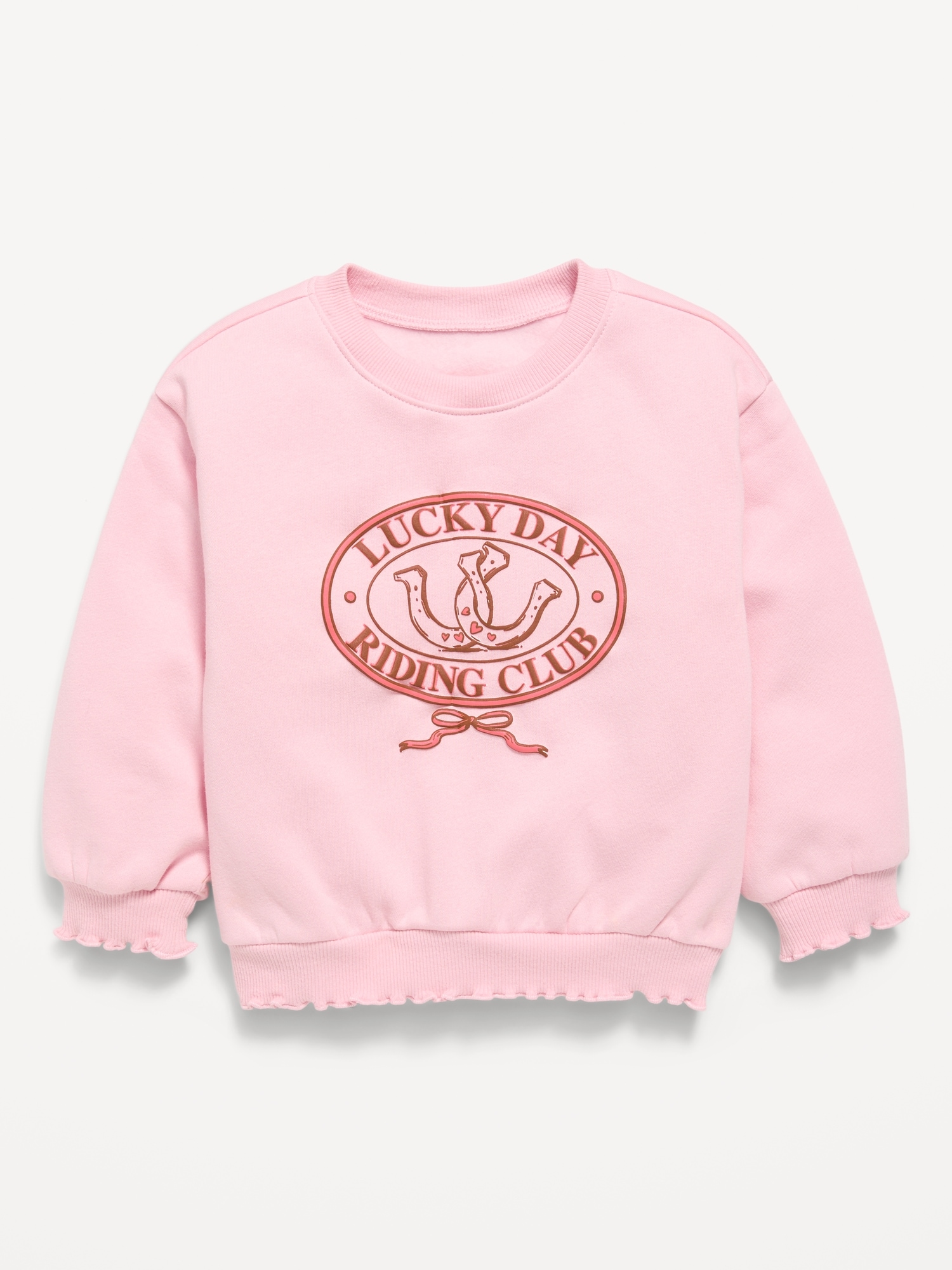 Long-Sleeve Graphic Lettuce-Edge Sweatshirt for Toddler Girls
