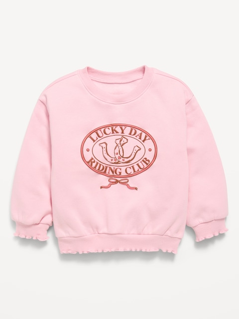 Long-Sleeve Graphic Lettuce-Edge Sweatshirt for Toddler Girls
