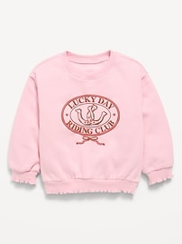 Image number 1 showing, Long-Sleeve Graphic Lettuce-Edge Sweatshirt for Toddler Girls